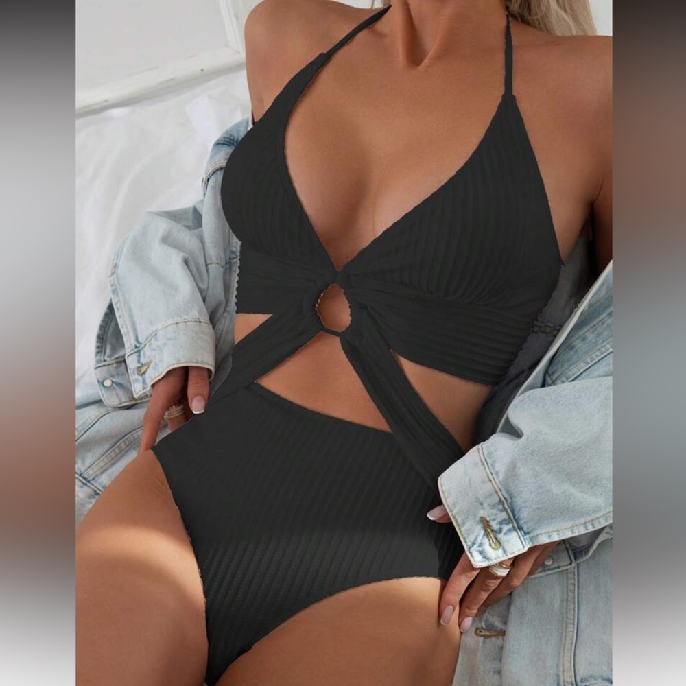 Black Cutout Swimsuit